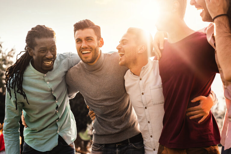men’s residential addiction treatment group outdoors